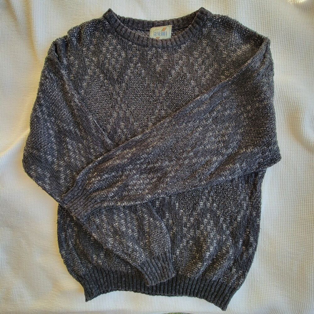 Vintage GENERRA COLLECTION Diamond Sweater Size XL Dad Textured Nubby Knit Linen